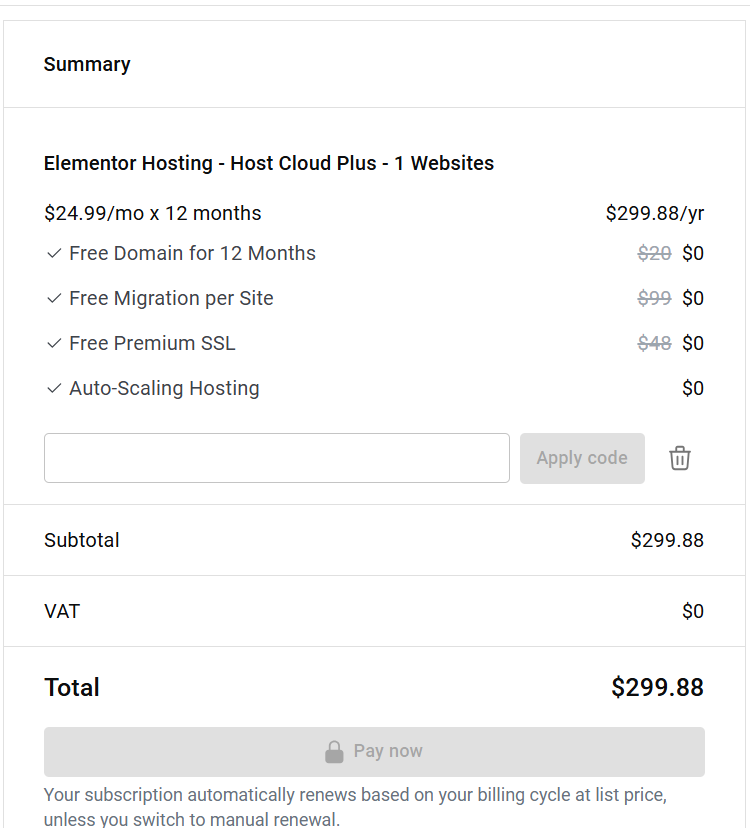 Elementor checkout summary with promo code