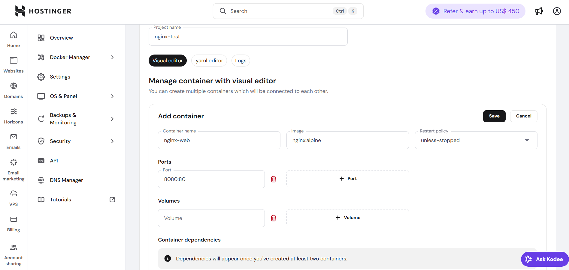Hostinger Docker VPS
