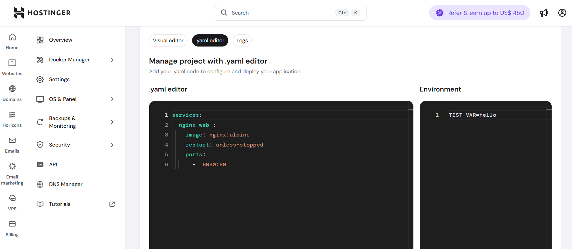Hostinger Docker VPS