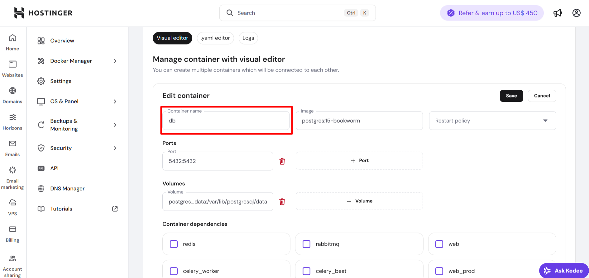 Hostinger Docker VPS