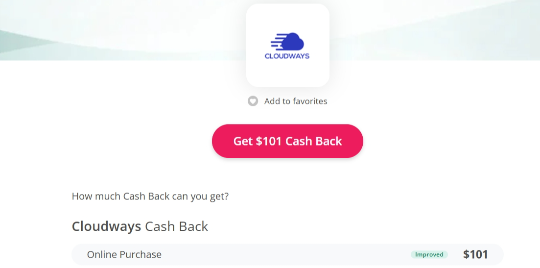 Cloudways cash back page