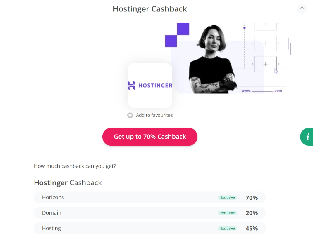 Hostingeri cashbacki leht