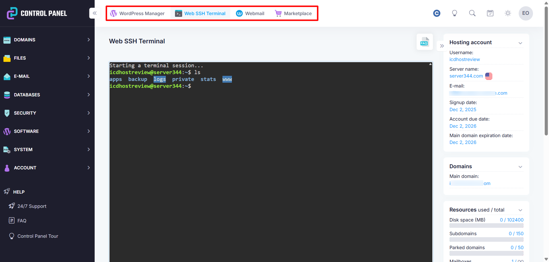 screenshot of the client area with highlighted the top bar