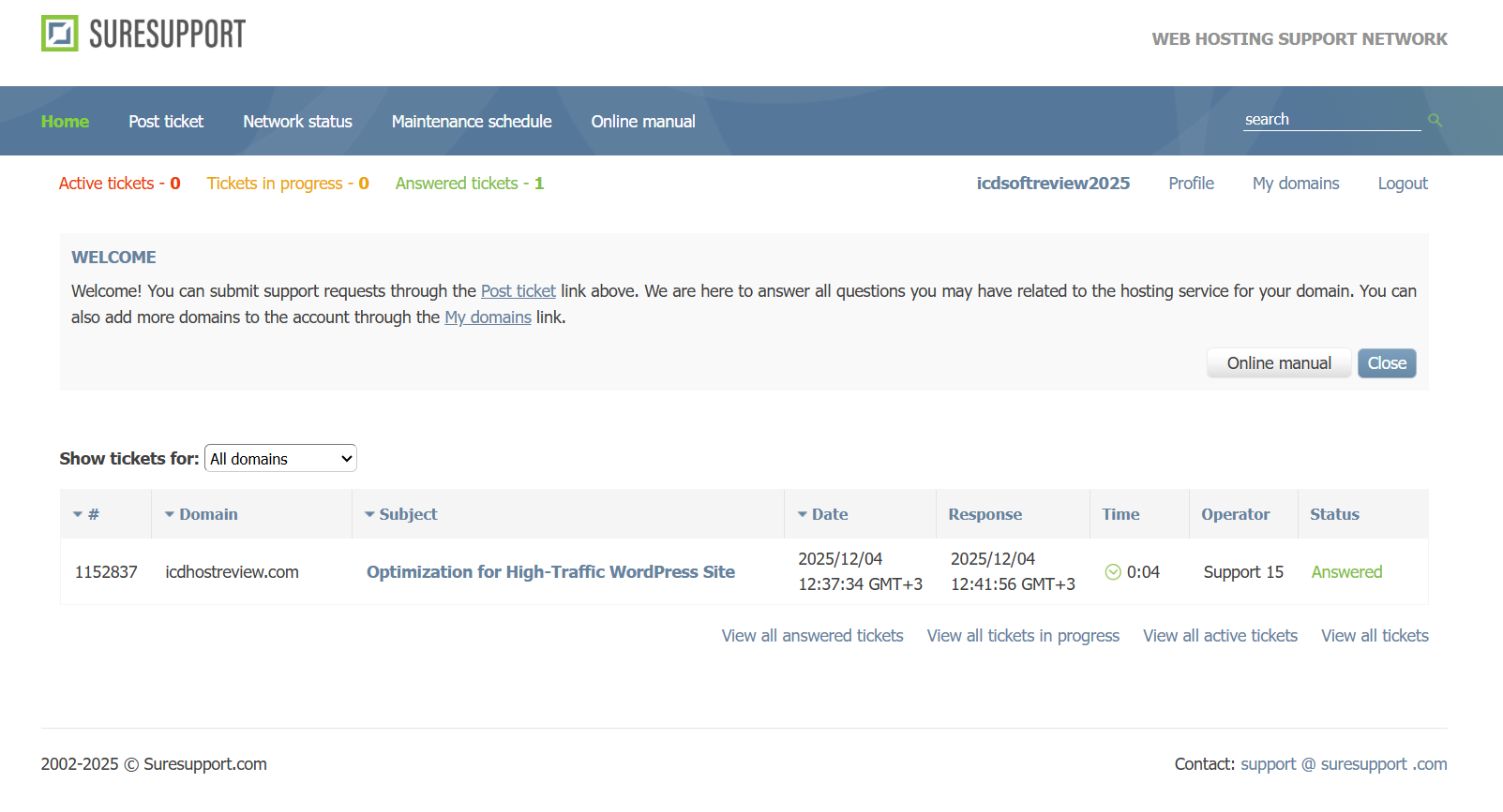 screenshot of SureSupport button