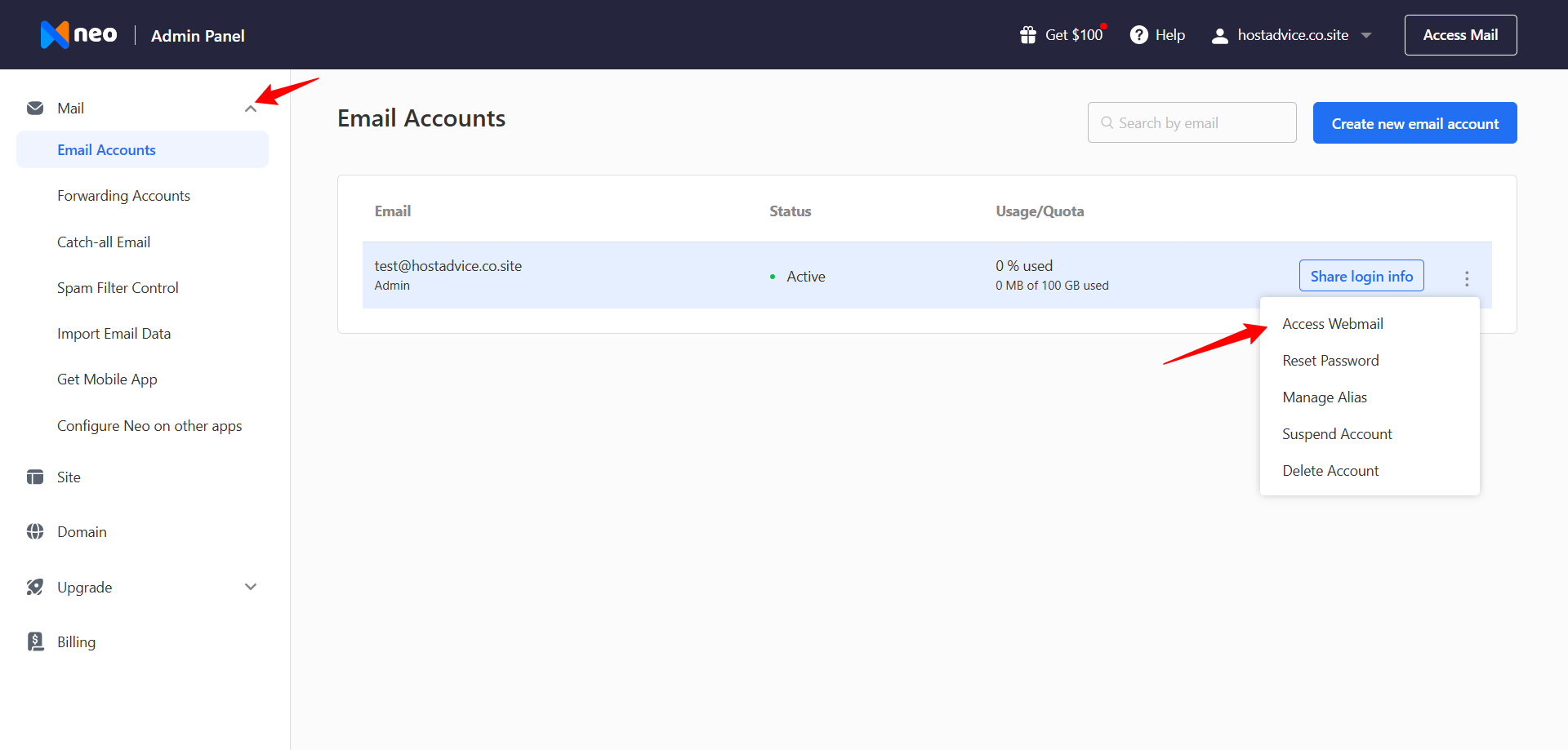 Accessing the Email Account