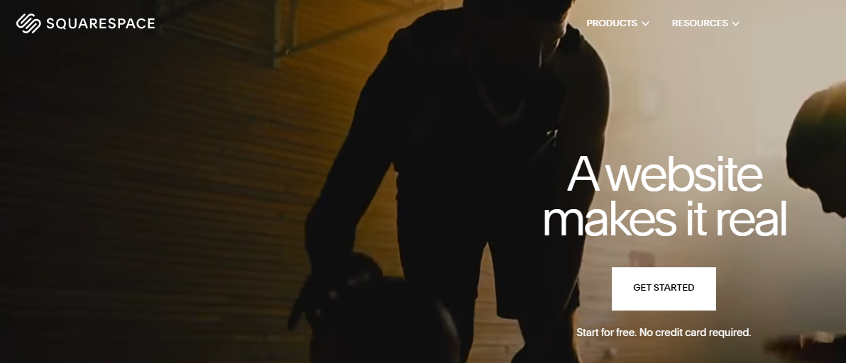 Screenshot domovskej stránky Squarespace pre ponukový kód na doménu