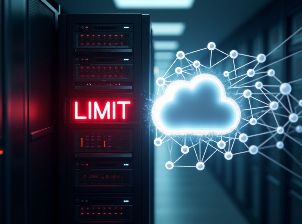 A dynamic, scalable cloud infrastructure on one side contrasted with a single, rigid traditional server rack.
