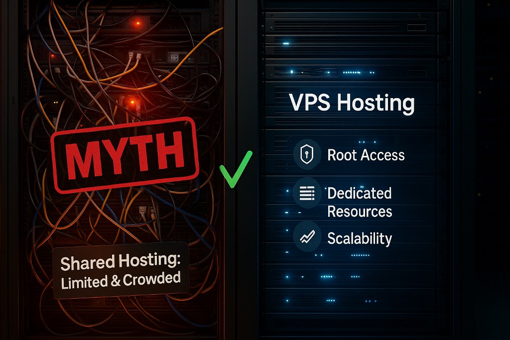 A side-by-side server comparison debunks the myth that VPS is just shared hosting