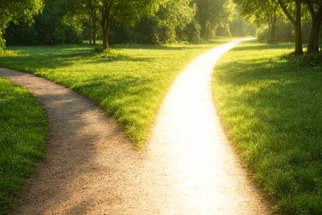 A simple path splitting into two.