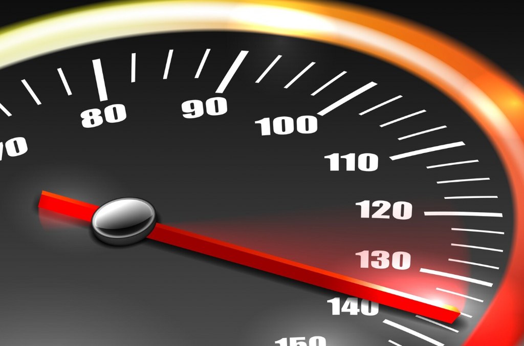A speedometer showing acceleration.