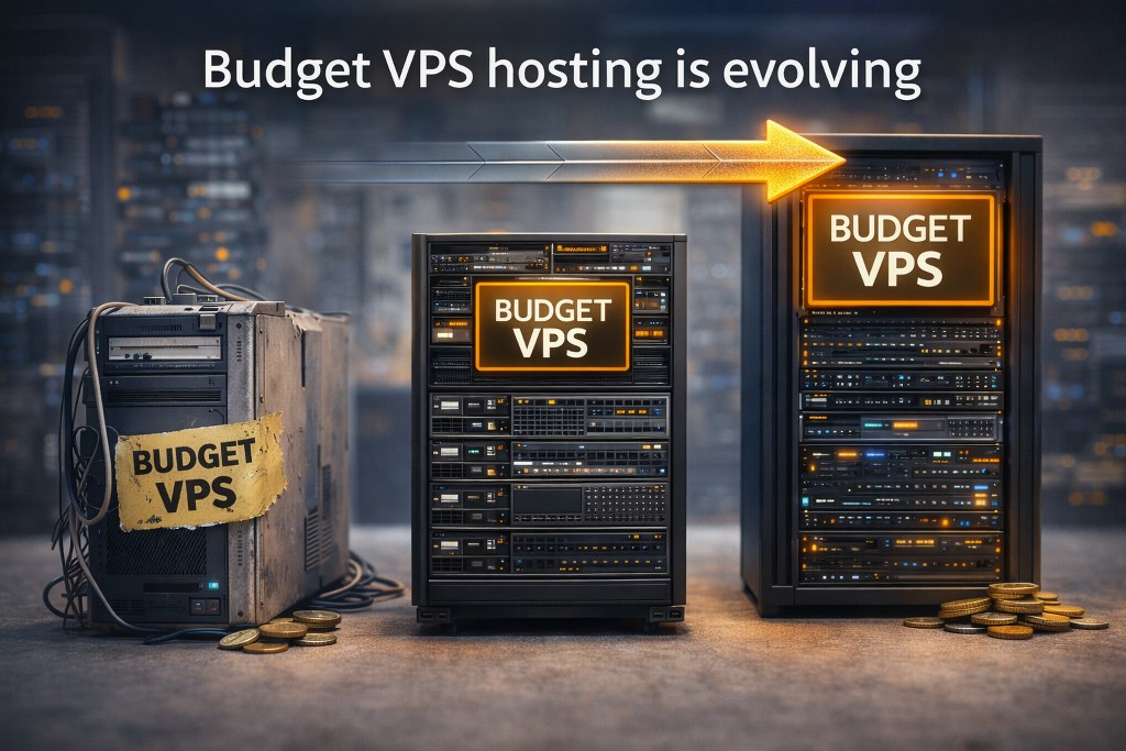 A visual progression showing how budget VPS hosting has matured into a more powerful and reliable solution.