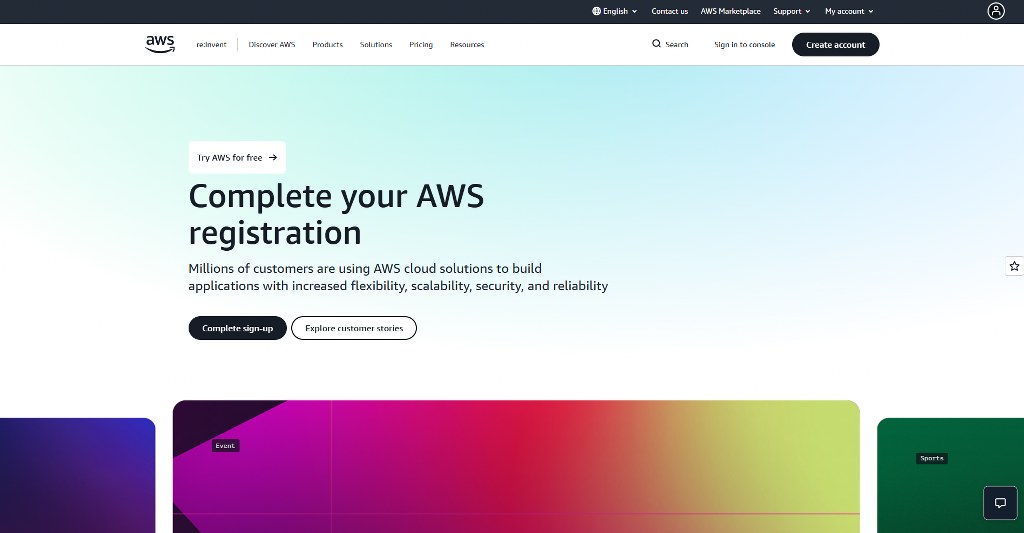 AWS homepage.