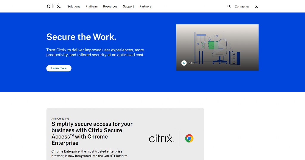 Citrix's website homepage.