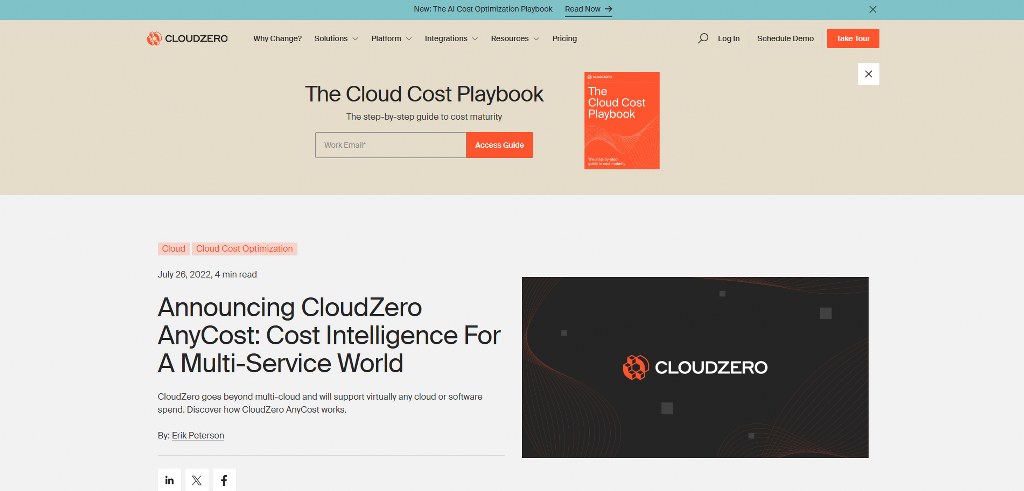 CloudZero AnyCost's website.