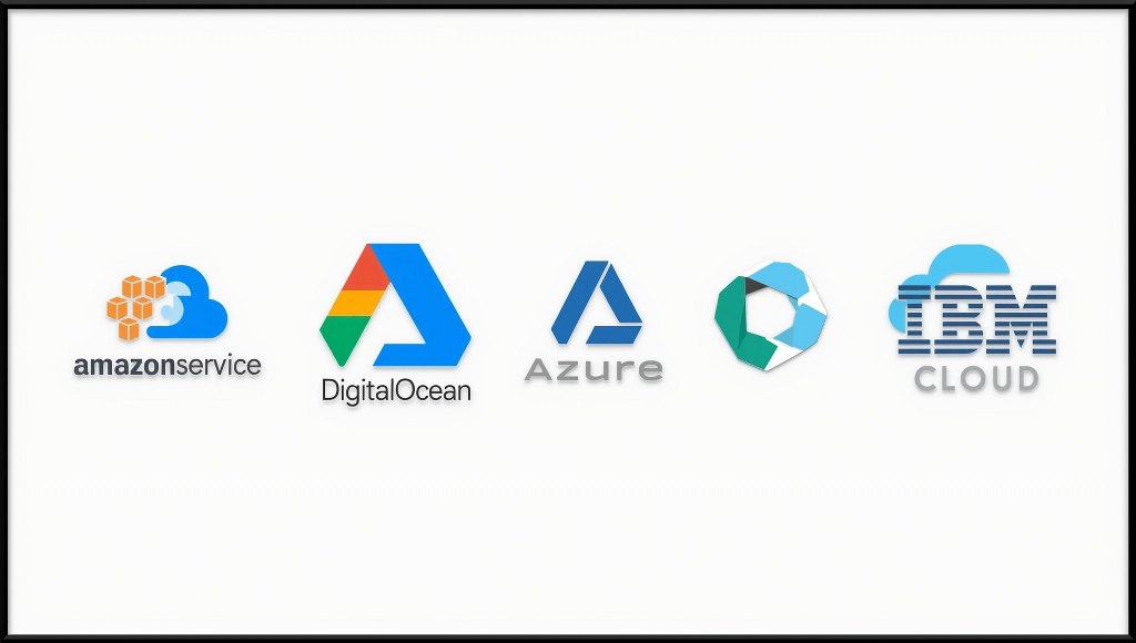 Flat array logos of top cloud hosting providers.