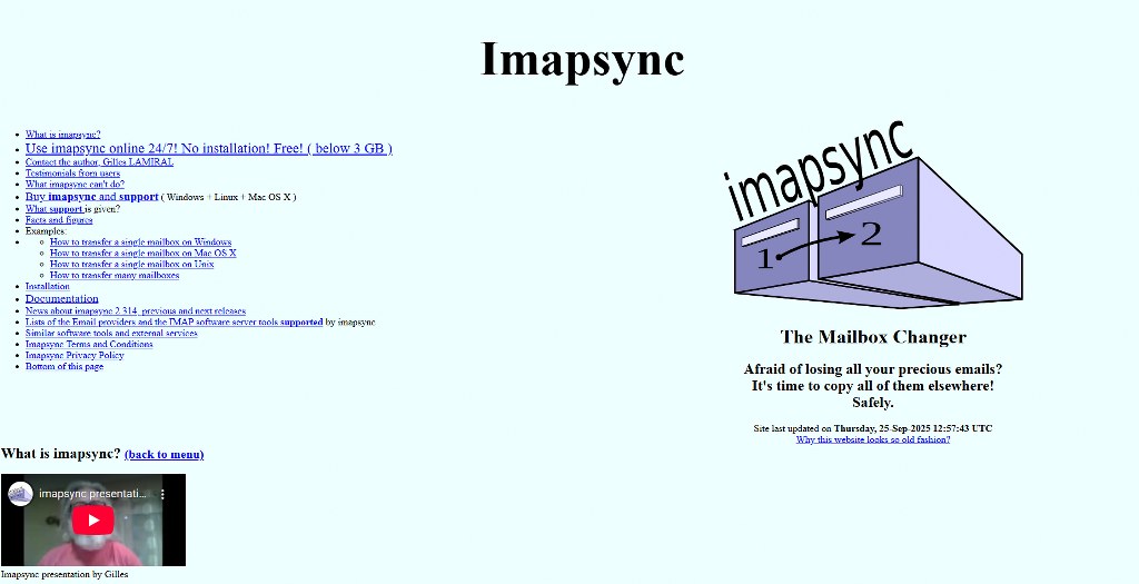 IMAPSync's homepage.