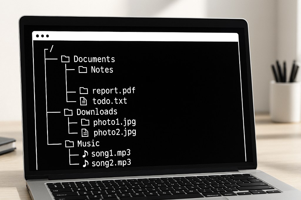 Linux file structure on a terminal.