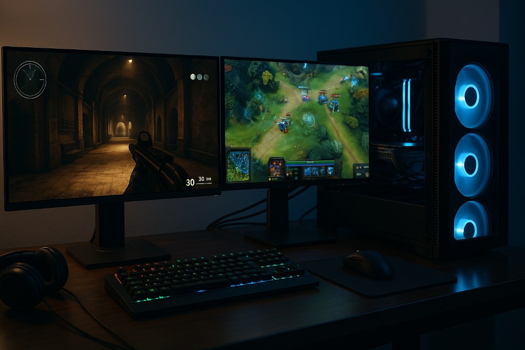 Online gaming setup.