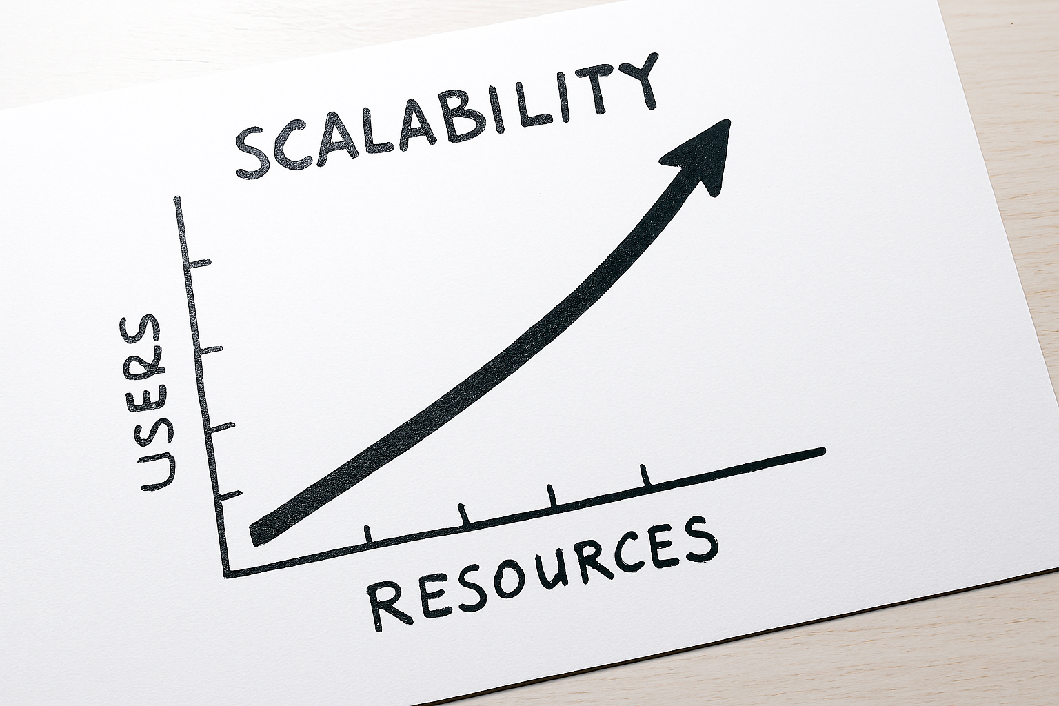 The scalability graph on a piece of paper.