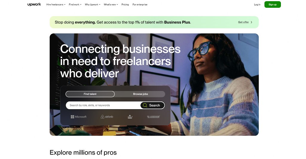 Upwork's website homepage.