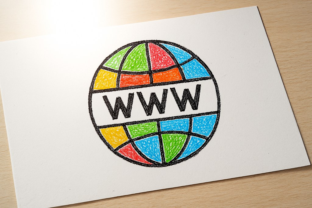 World Wide Web illustration on a piece of paper.