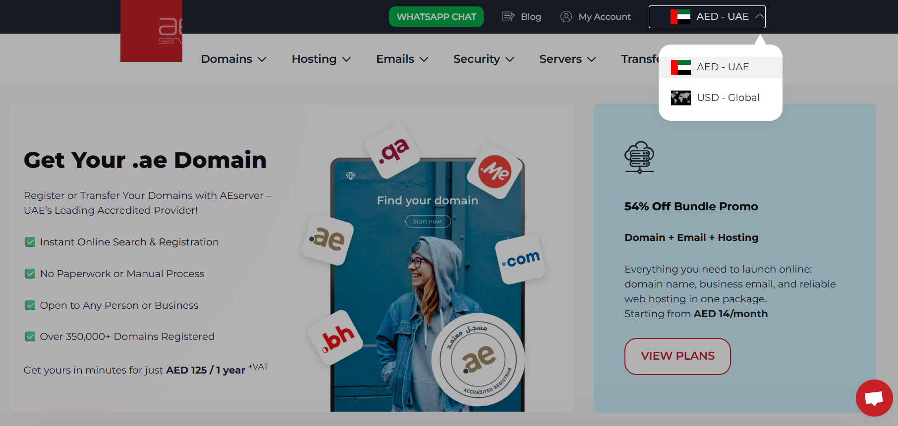 screenshot of the Currency toggle