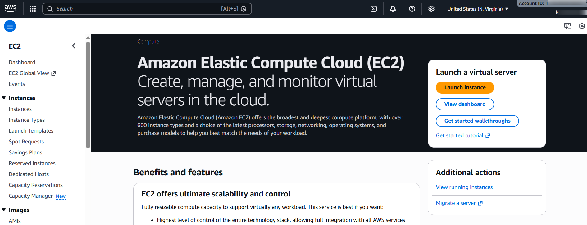 screenshot of AWS Elastic Cloud page