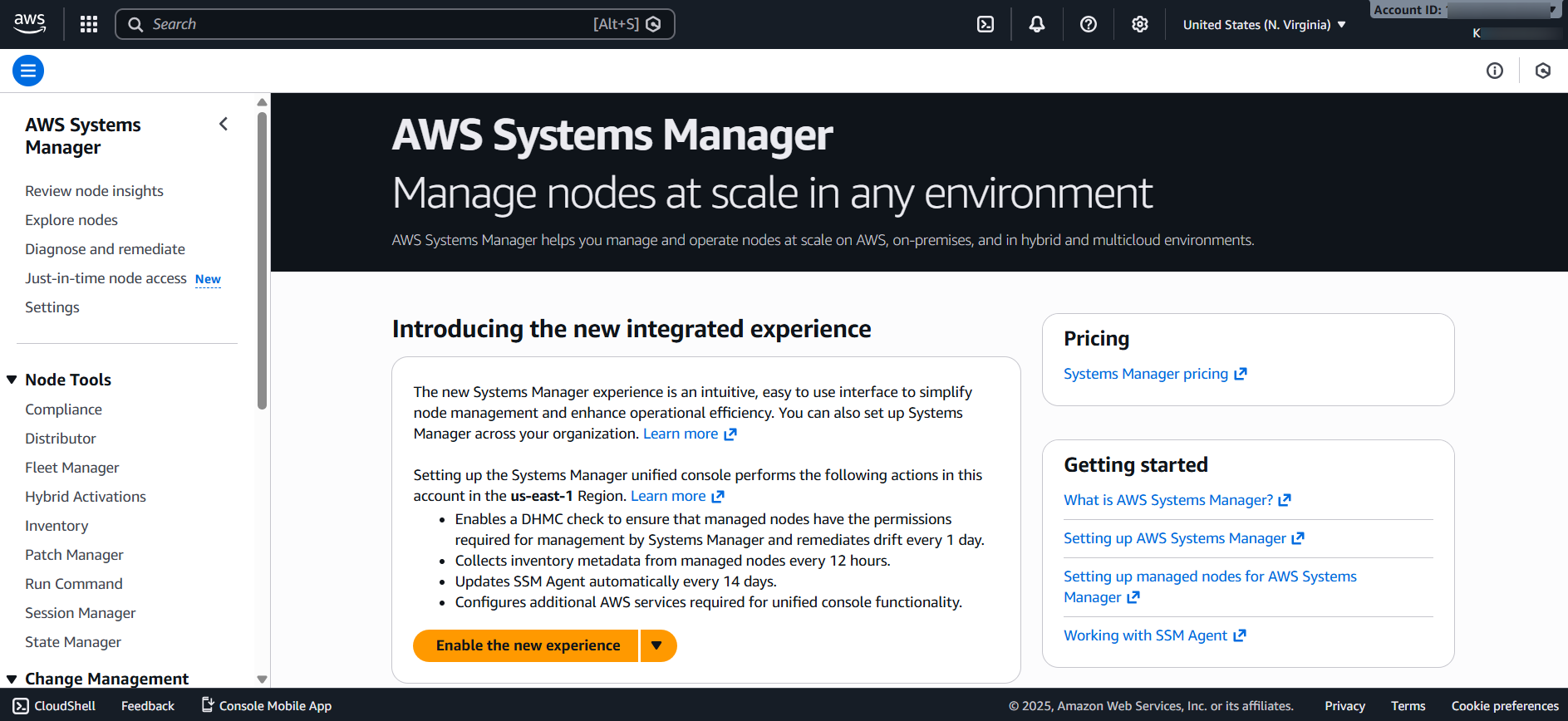screenshot of AWS System manager