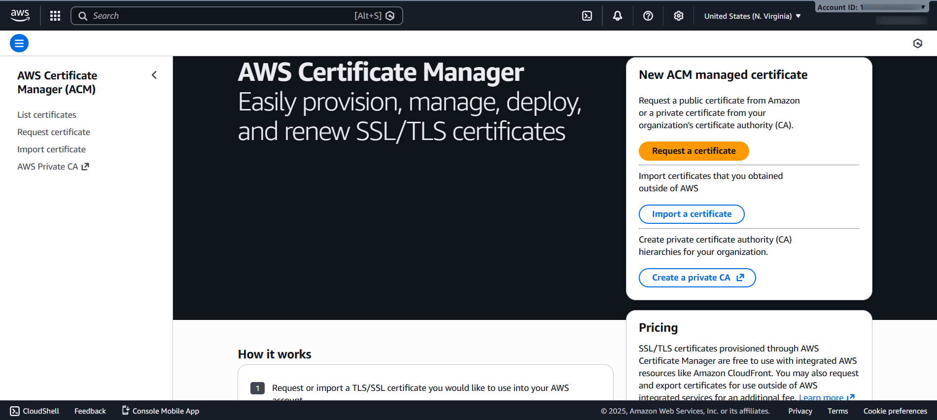 Amazon Web Services Cerificate manager