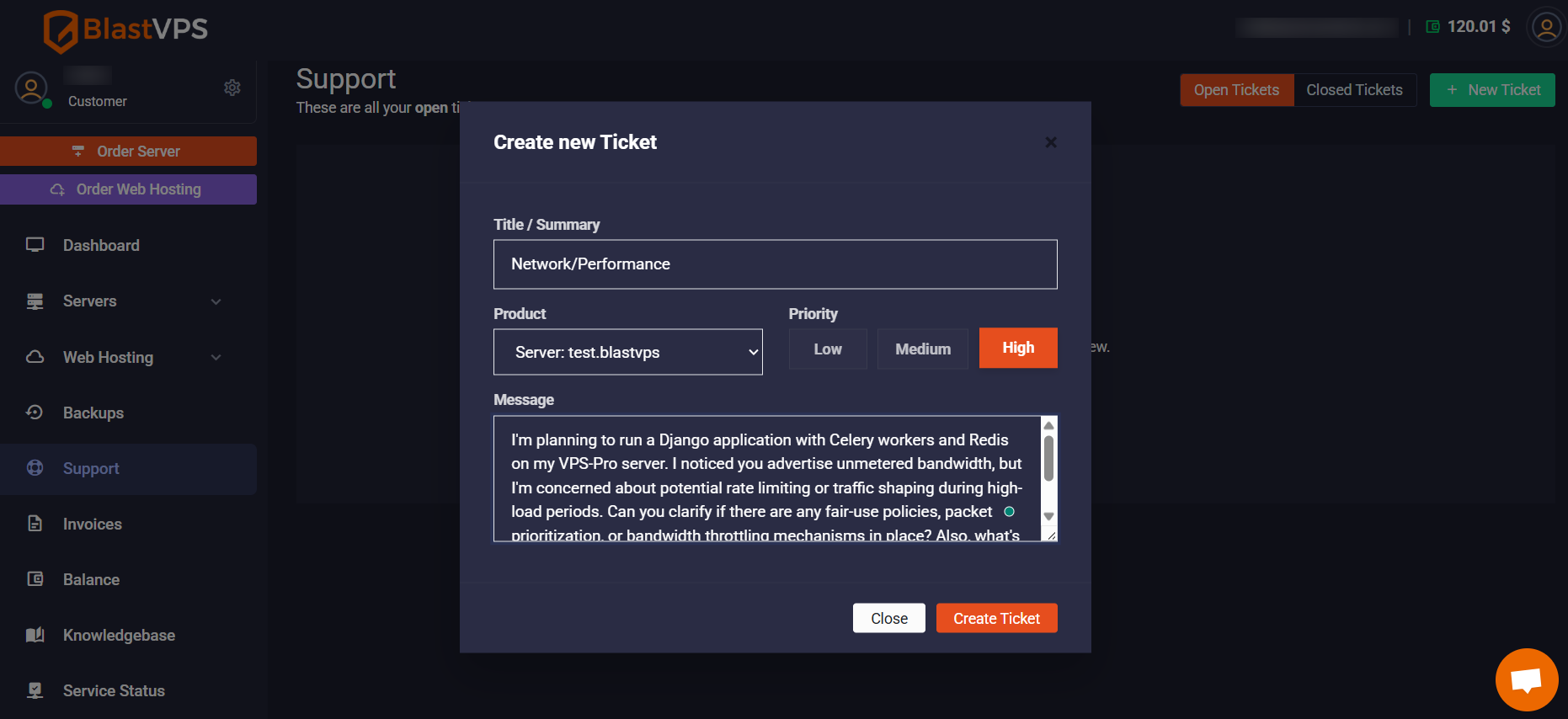 Testing Support: Creating a Ticket