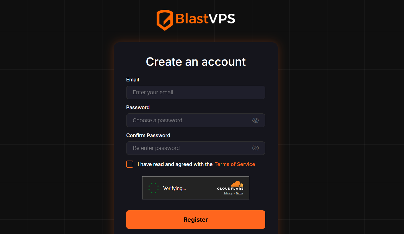 screenshot of Sign up window