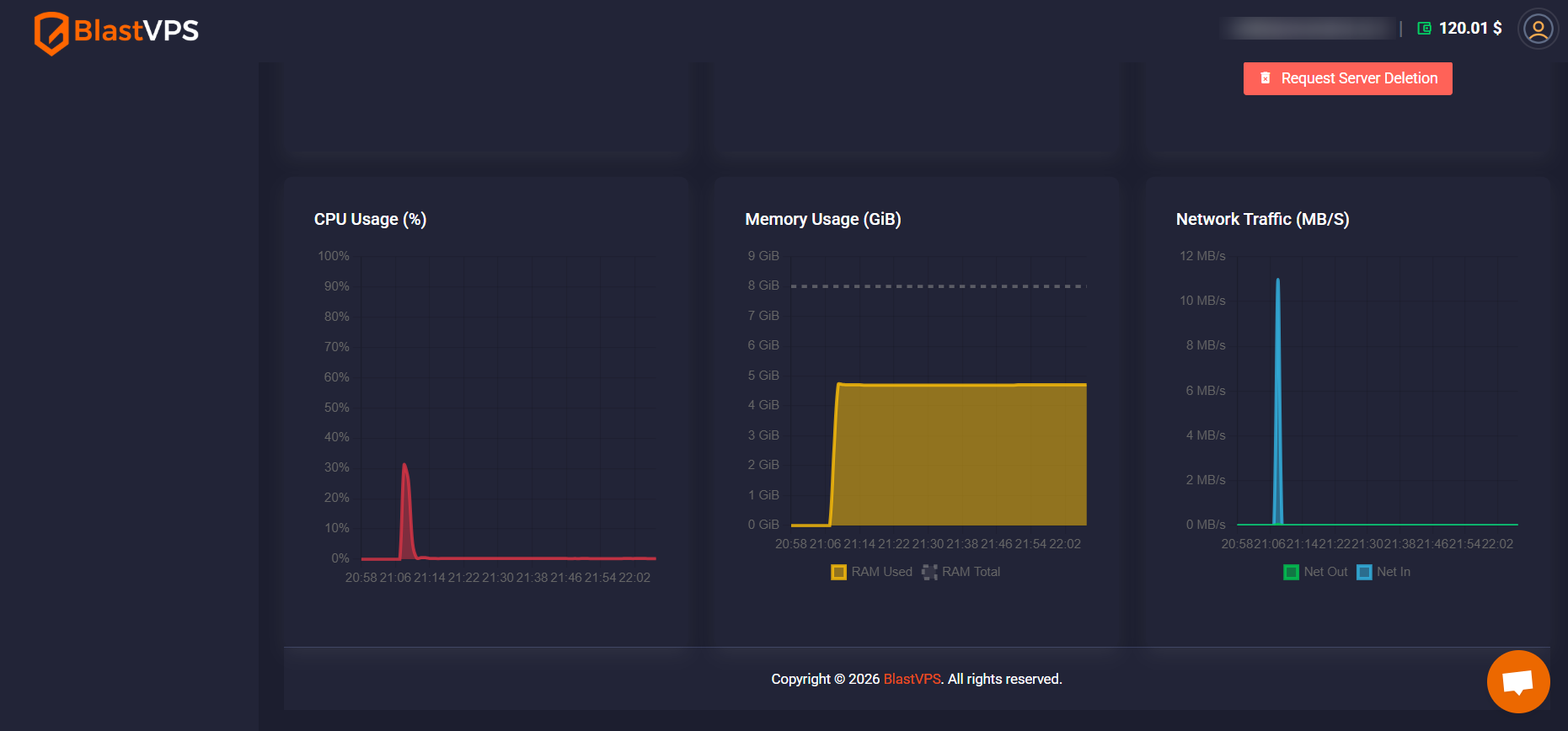 screenshot of Server information