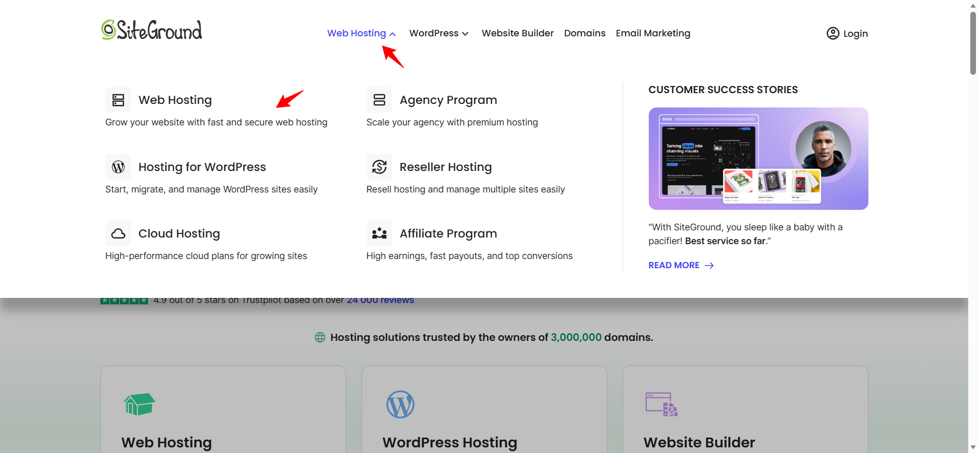 screenshot of Siteground