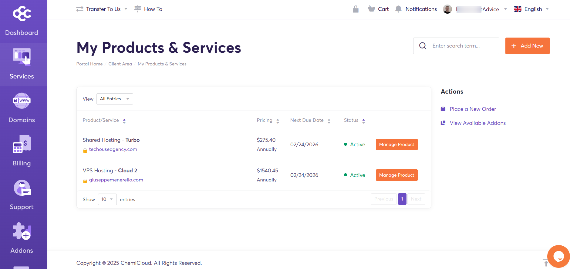 screenshot of Chemicloud 