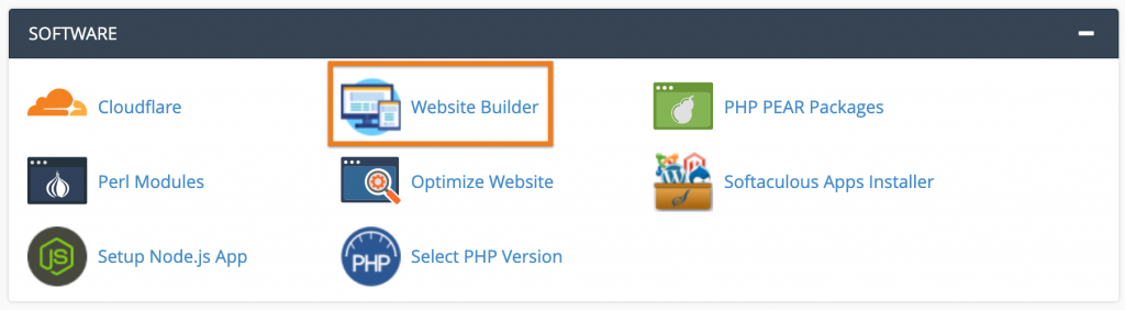 screenshot of Website Builder button