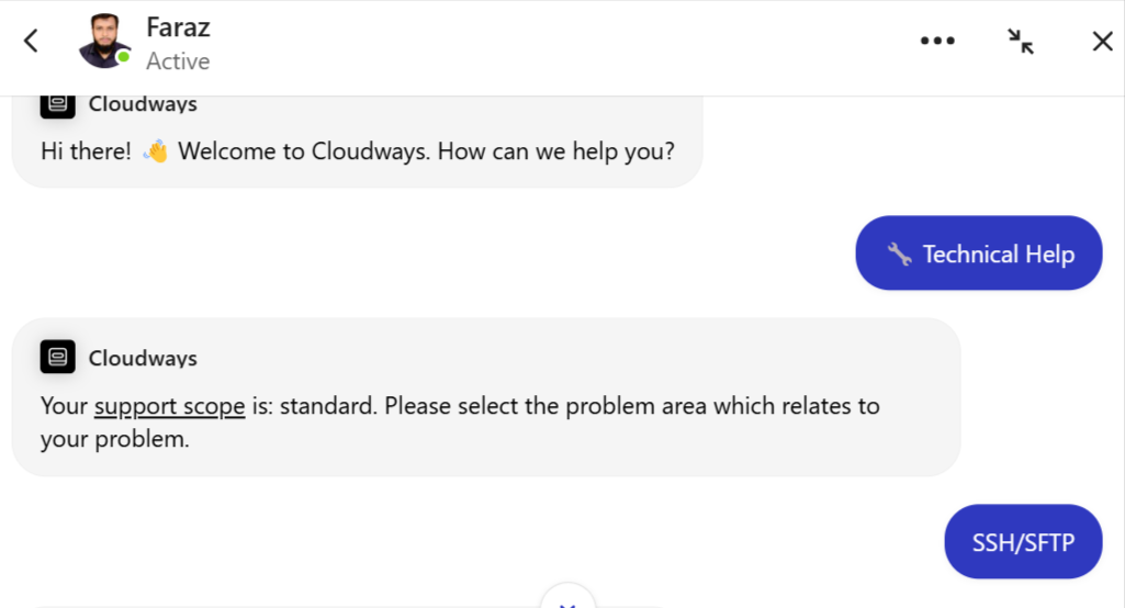 Cloudways Livechat Support