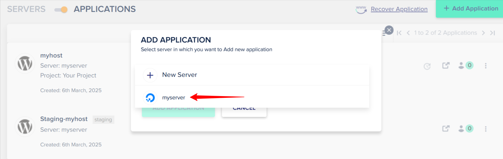 Cloudways “myserver” 应用截图