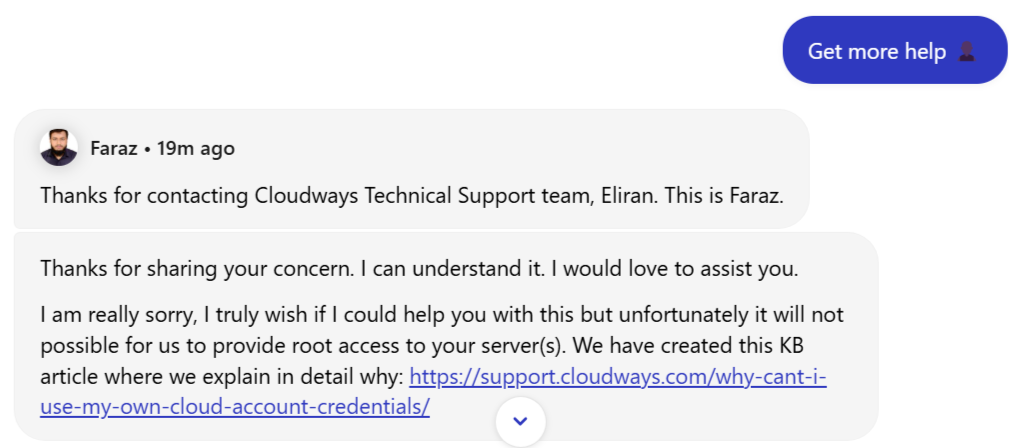 Cloudways Livechat Support