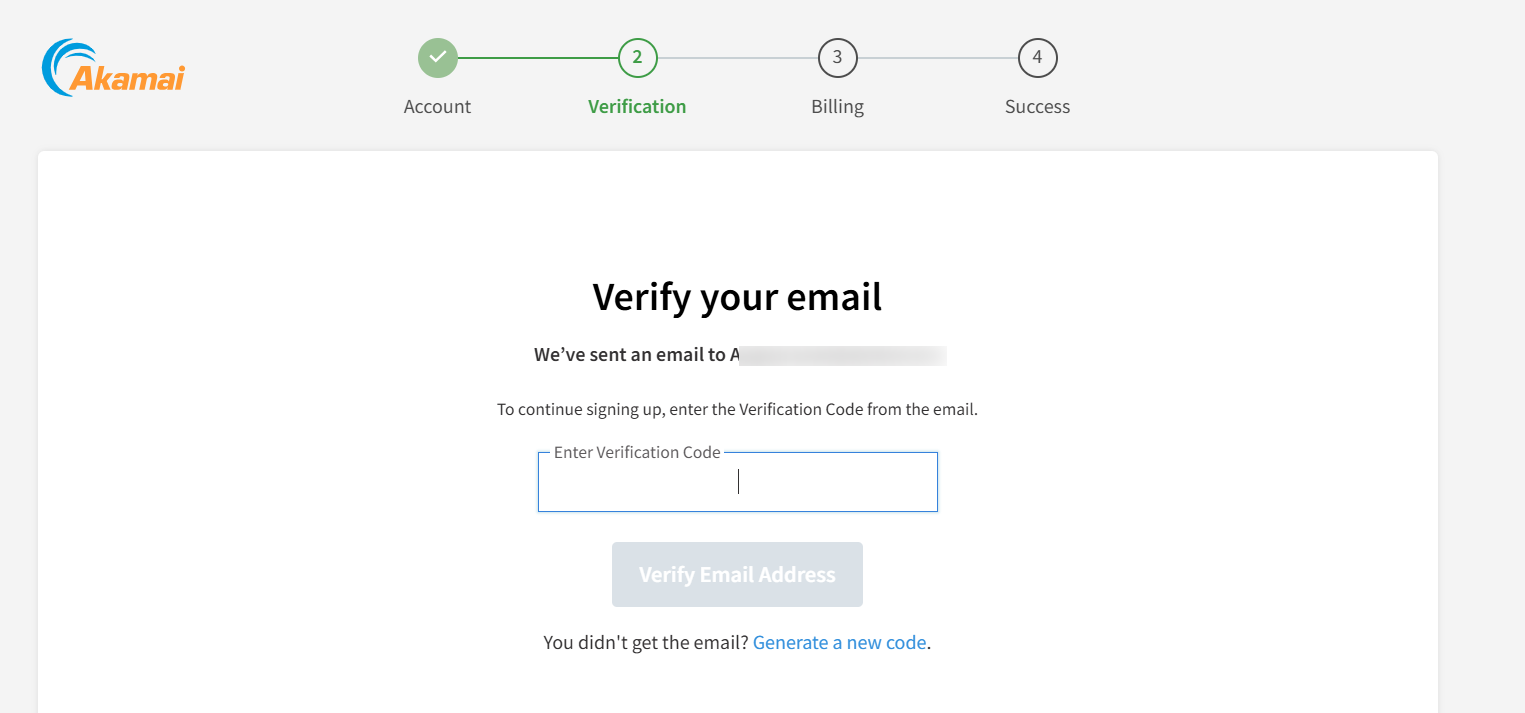 screenshot of Akamai email verification page