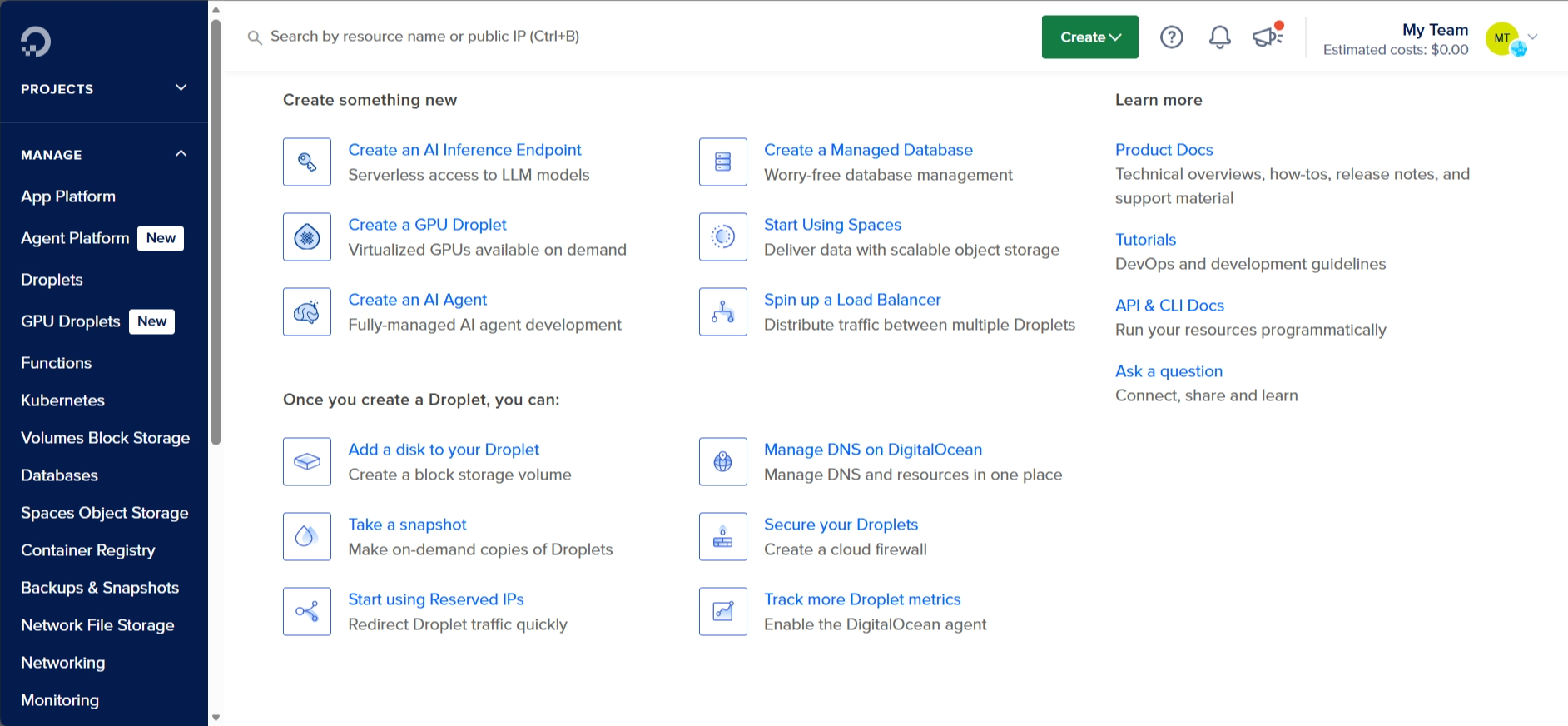 screenshot of DO resources page
