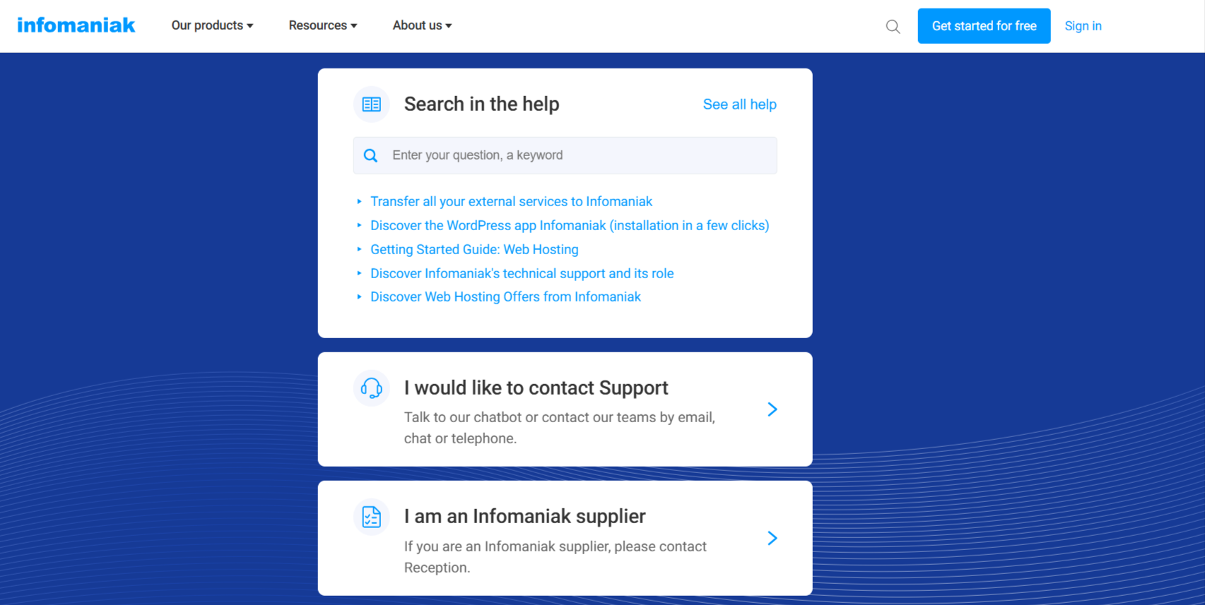 Infomaniak help page