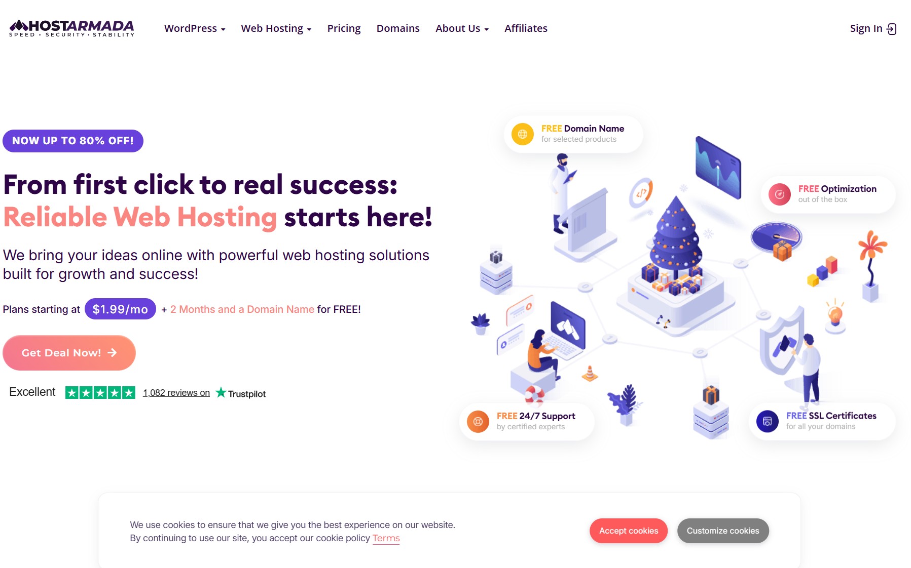 HostArmada Homepage Screenshot