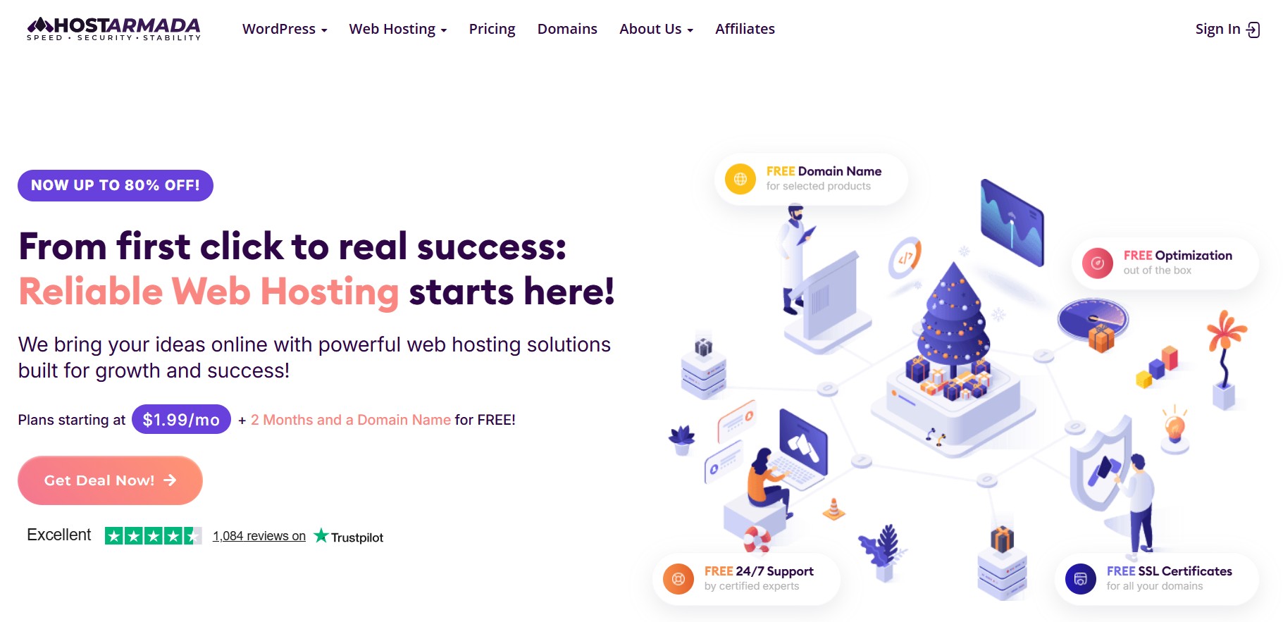 Hostarmada homepage screenshot
