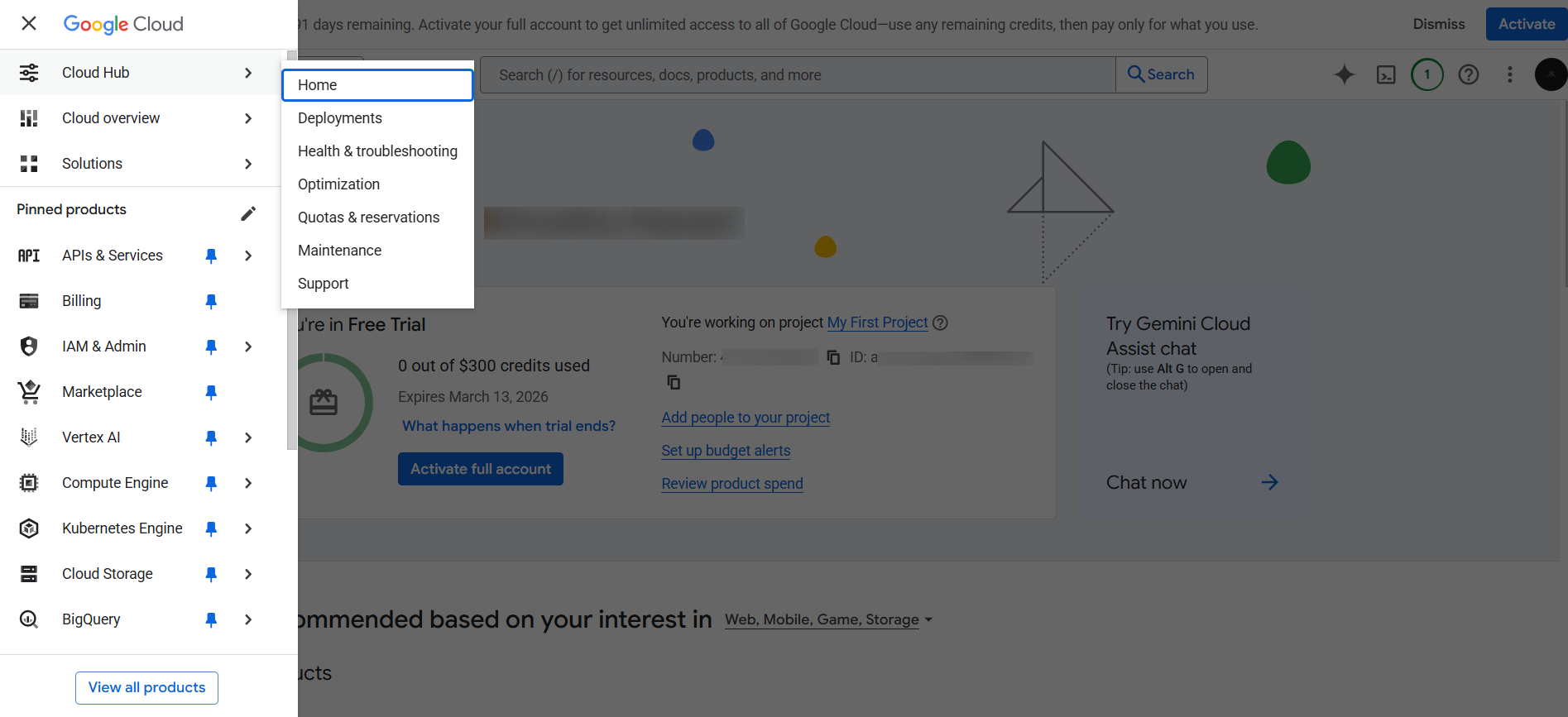 Google Cloud Console Dashboard