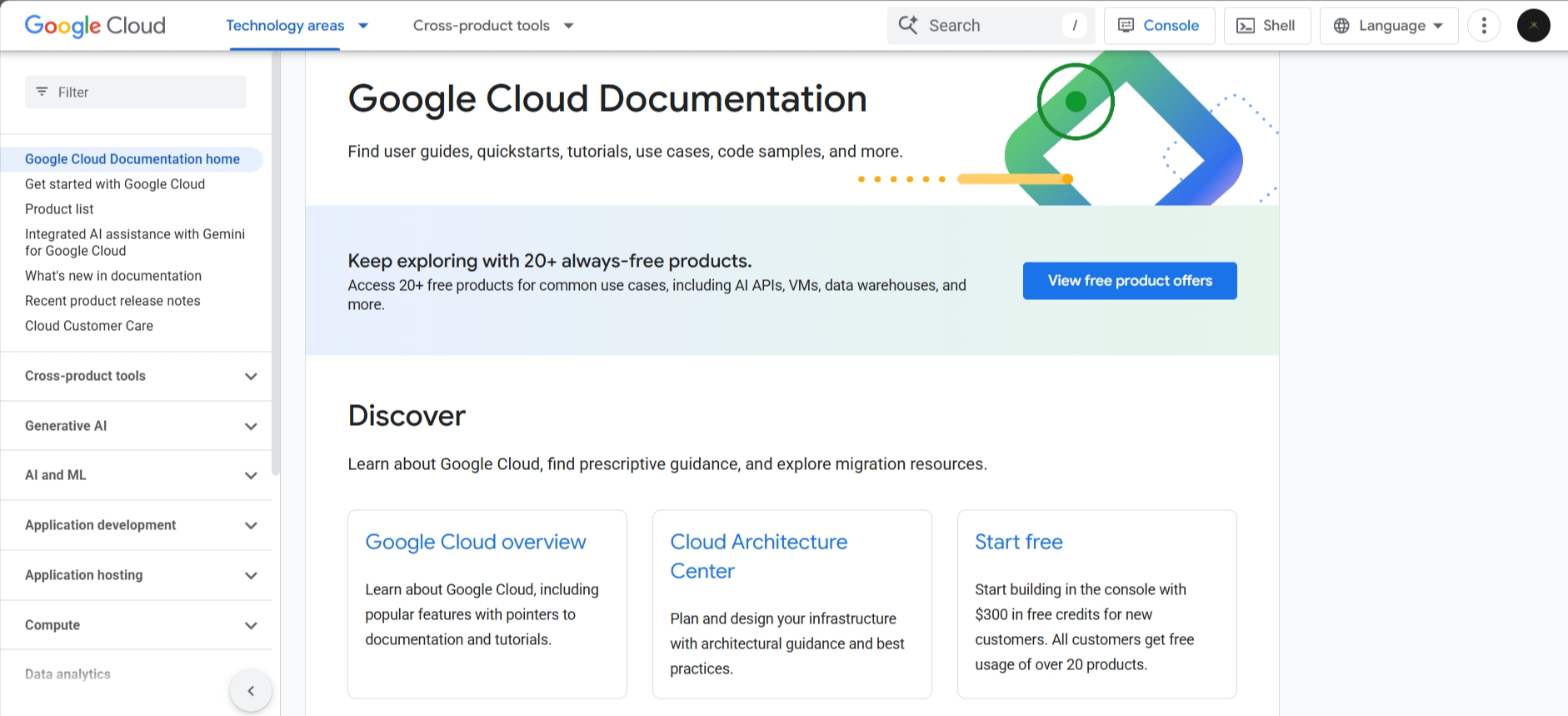 screenshot of GCP Documentation
