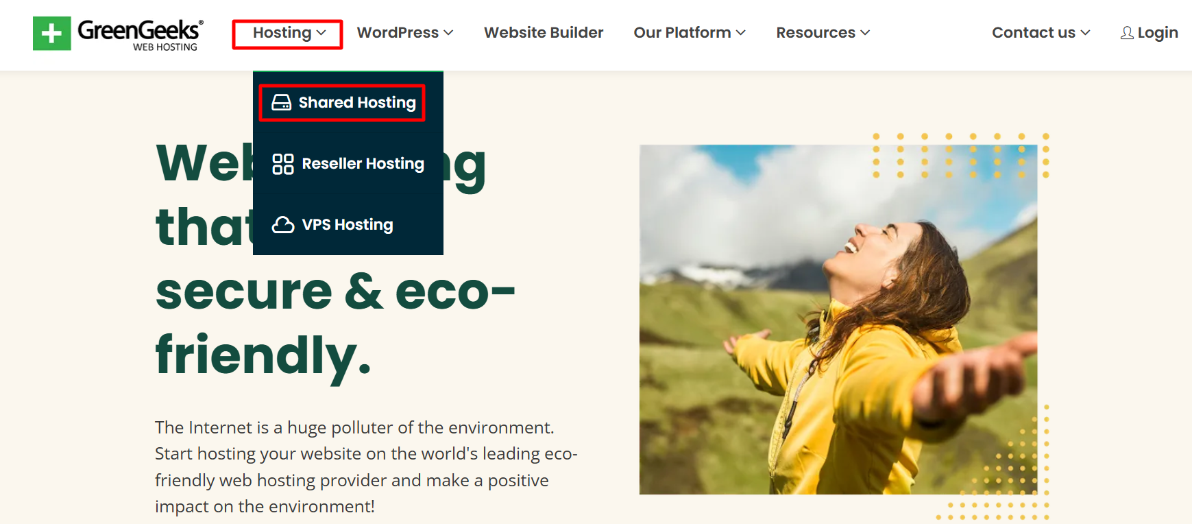 screenshot of GreenGeeks 