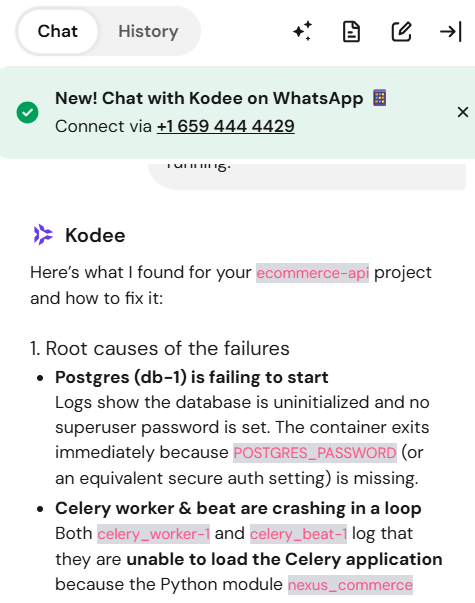 Screenshot of Hostinger chat