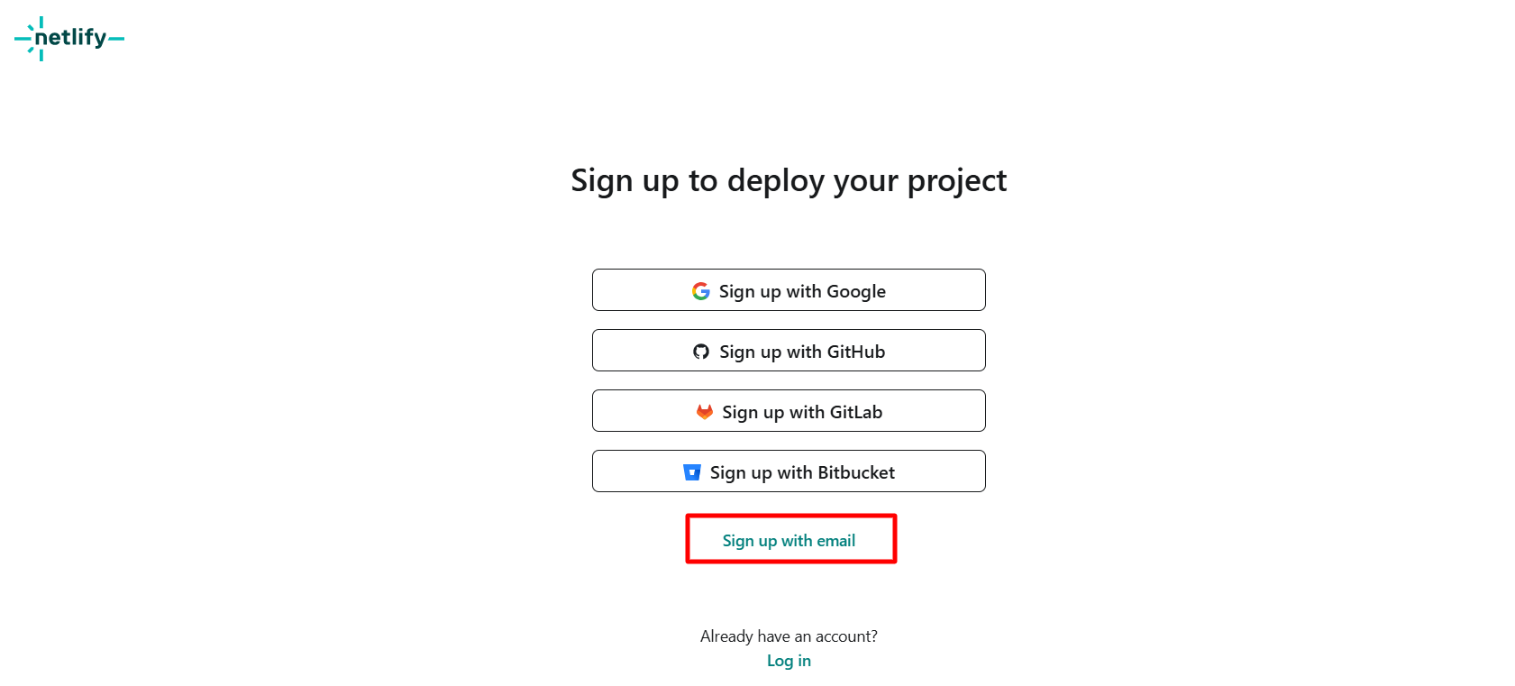 screenshot of Netlify website with the 
