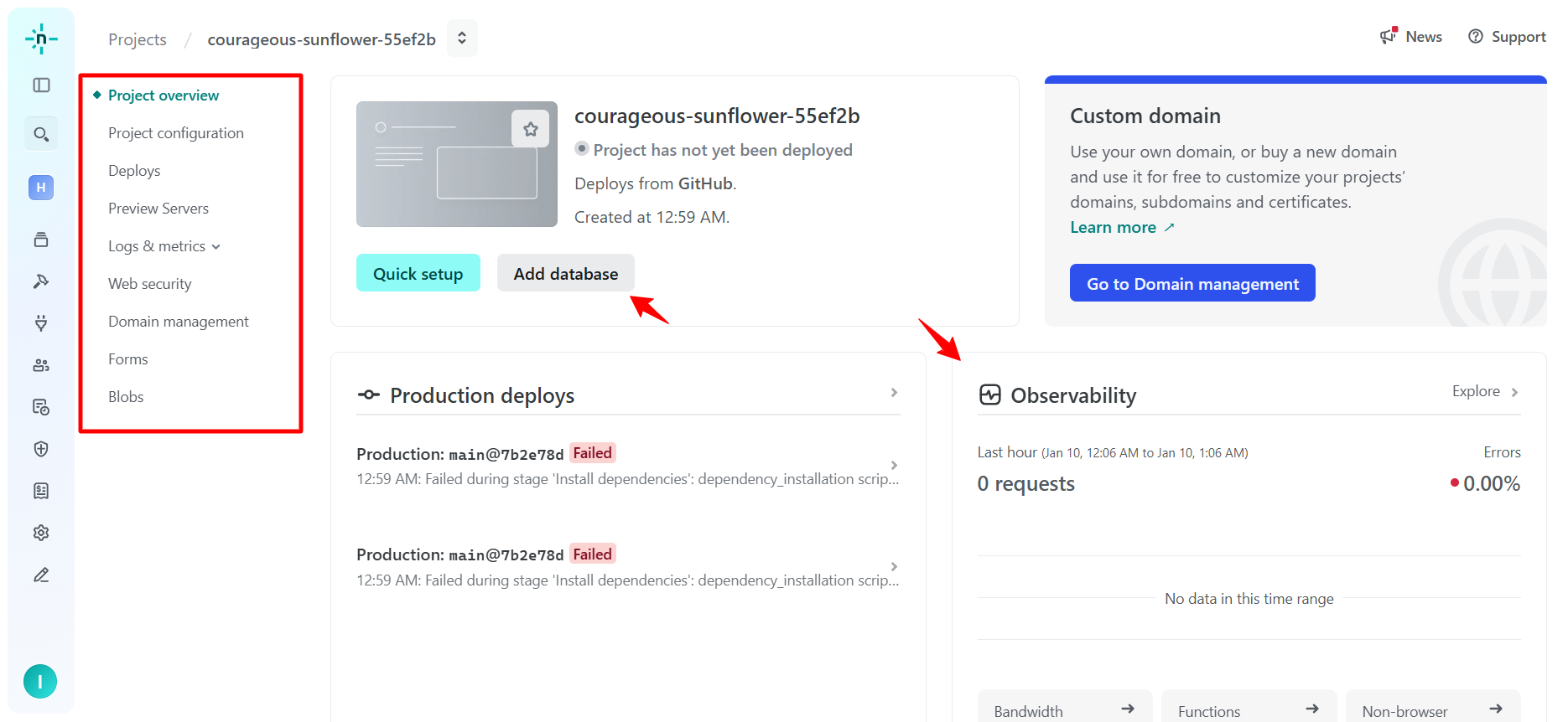 screenshot of Netlify dashboard 