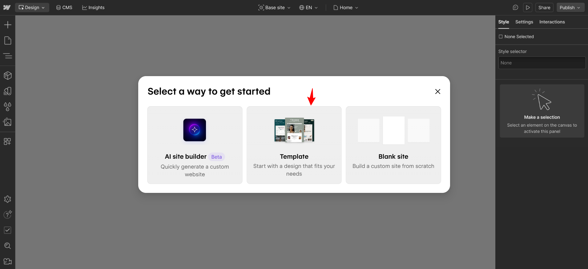 screenshot of Webflow Website Builder 